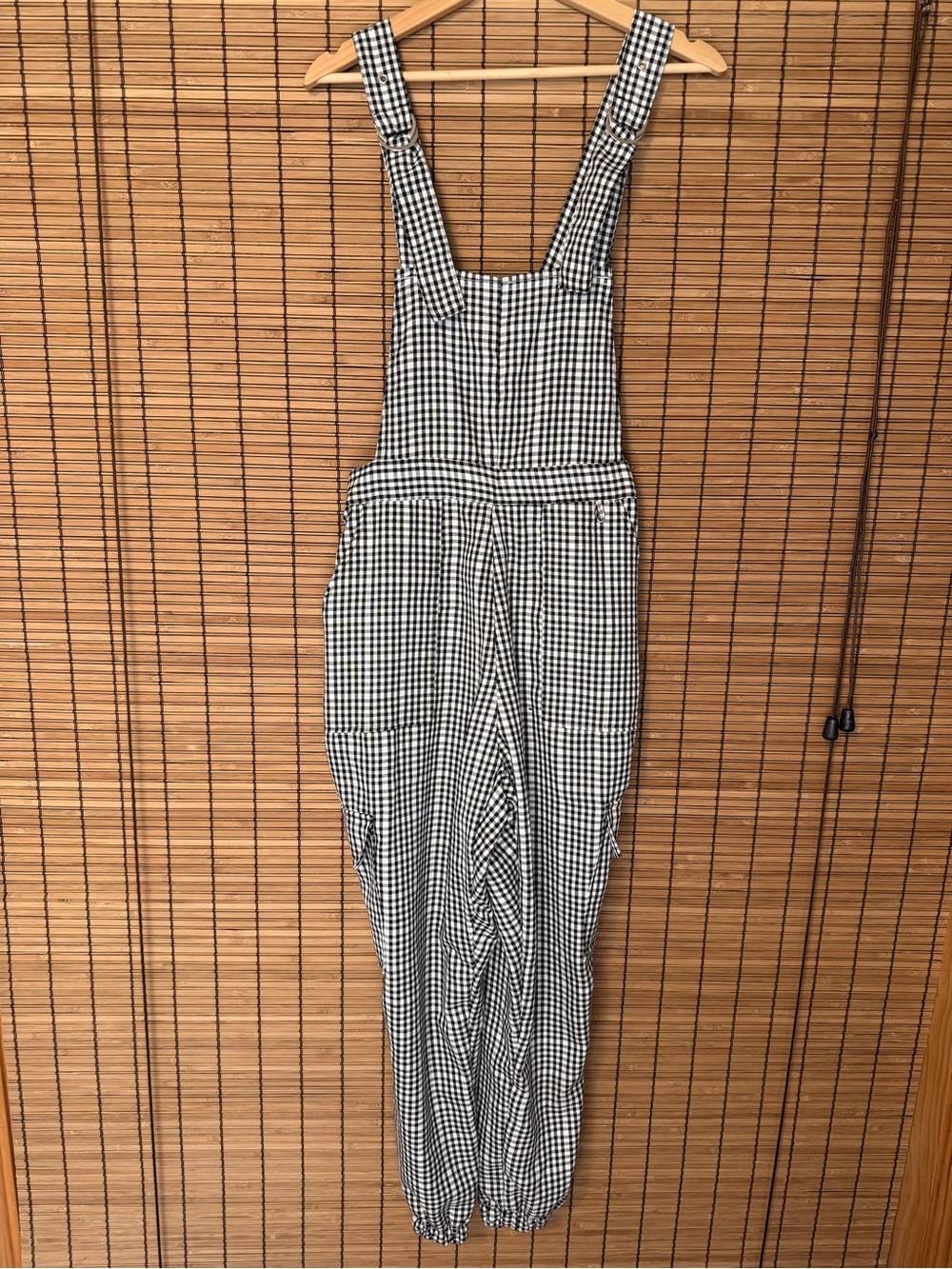 Black & White Gingham Overalls Jumpsuit